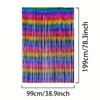 1Pc Christmas, Birthday Party Sparkly Rainbow Gradient Tinsel Foil Fringe Curtain Backdrop Thicken Glitter Rainbow for Birthday Disco 80s 90s Party