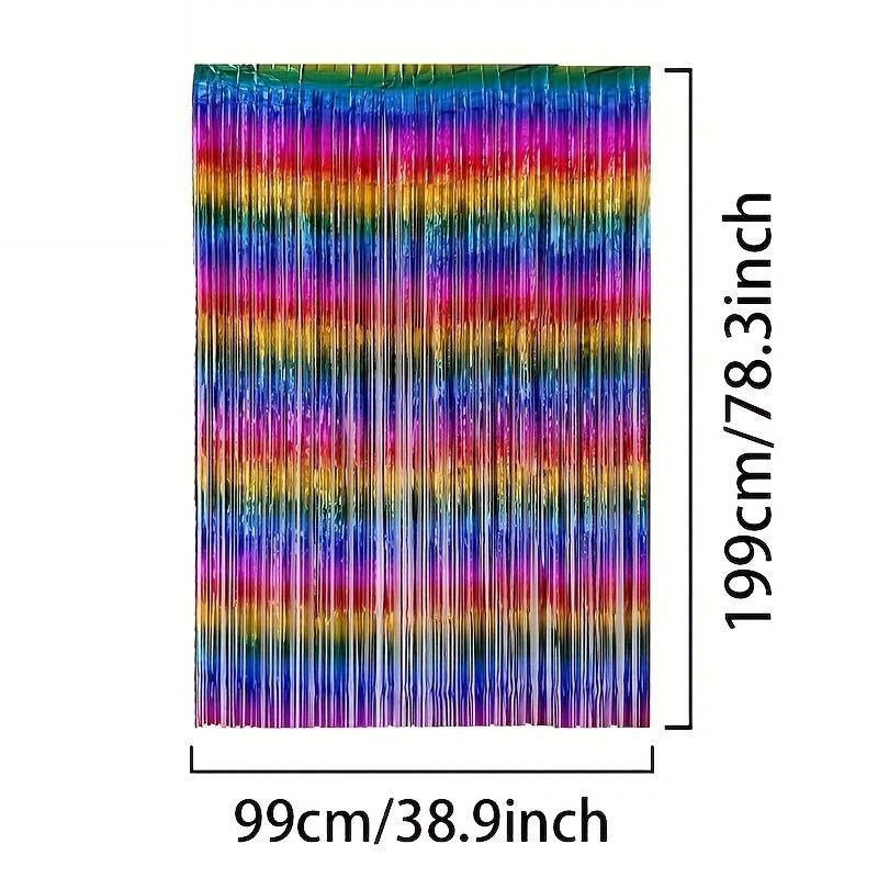 1Pc Christmas, Birthday Party Sparkly Rainbow Gradient Tinsel Foil Fringe Curtain Backdrop Thicken Glitter Rainbow for Birthday Disco 80s 90s Party