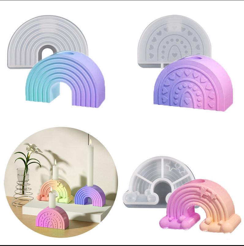 

Силиконовые формы для подсвечников, Радужная арка, Подсвечник, DIY, Бетон, Гипс, Радужный поднос для свечей, Керамические формы, Домашний декор