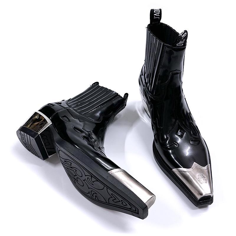 Retro robustní podpatek Martensky: Dámské a pánské kovbojské boty Chelsea v britském stylu s kovovou špičkou na podzim/zimu.