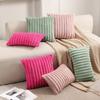 2Pcs Faux Rabbit Fur Cushion Cover Plush Pillow Cover Soft Fluffy Striped Cushion Cover  Luxury Home Decor for Sofa