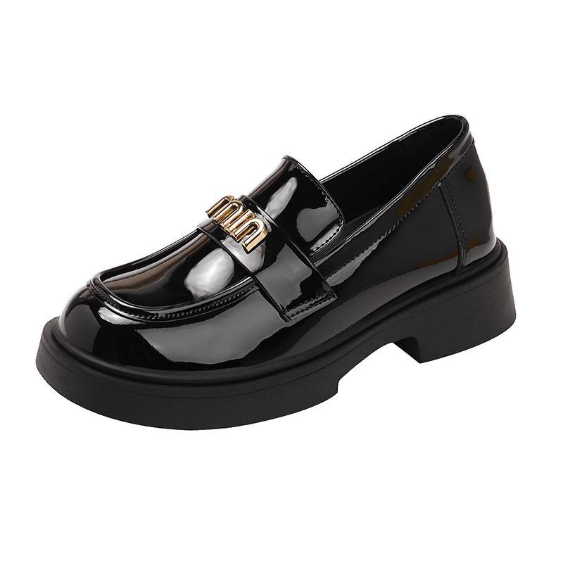 thick-soled black single shoes for women's new spring and autumn small leather shoes, the inner height increases by 6CM