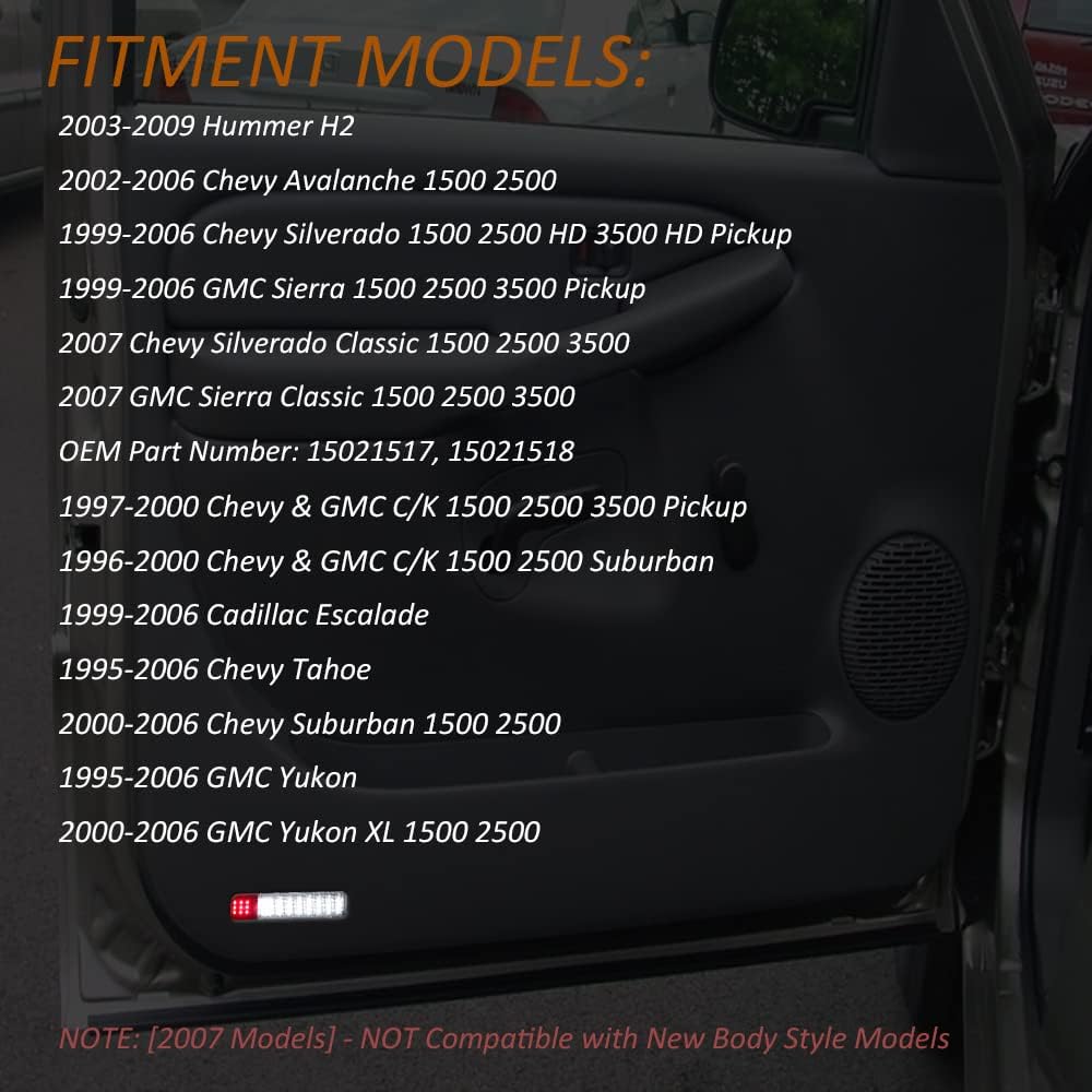 Bestview LED Door Panel Courtesy Light - Interior Courtesy Door Light Compatible With 1995-2006 Tahoe Yukon | 1997-2006 Chevy Silverado GMC Sierra