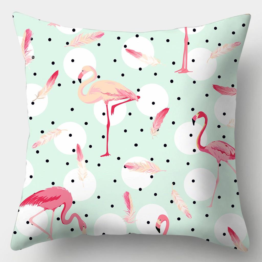 Tropical Flamingo Print Pillowcase Square Peach Skin Sofa Pillowcase Home Decor Pillowcase