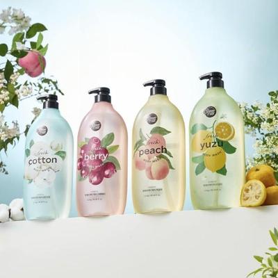 Shower Mate Body Wash Fruits 4 Types(Peach / Cotton / Berry / Yuza) 1200g, Korean Cosmetics