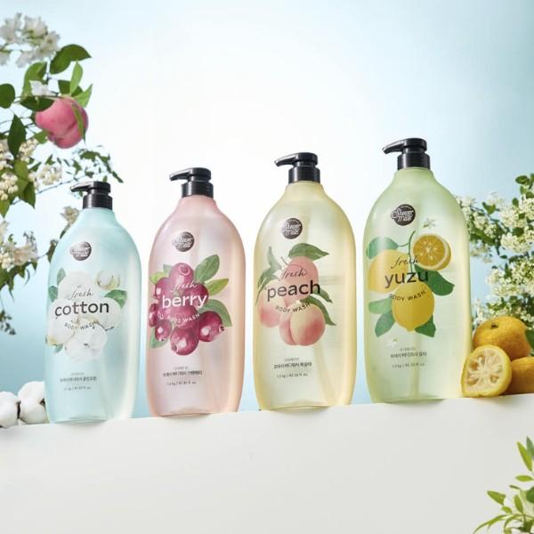 Duschgel Mate Körperpflege Früchte 4 Sorten(Pfirsich / Baumwolle / Beere / Yuzu) 1200g, koreanische Kosmetik