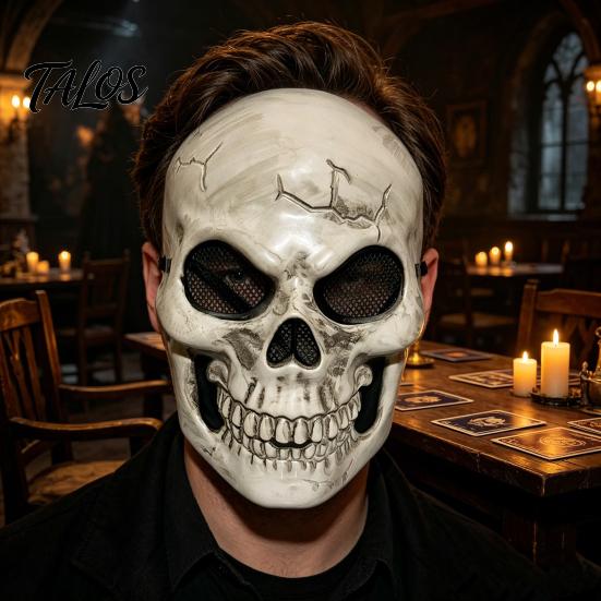 Maschera Osso Rotto Horror Maschera Teschio Integrale per Halloween, Accessorio Cosplay Spettrale per Case Infestate Comoda Traspirante per gli Occhi, Accessorio Costume da Festa,