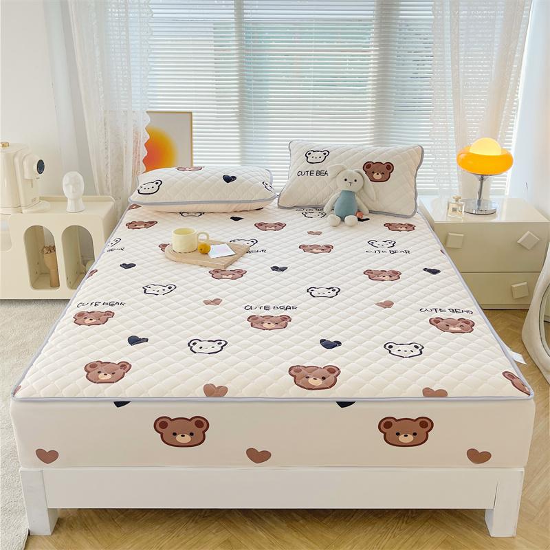 Floral Fitted Sheet Queen Size Bed Cover Thicken Bedsheet Quilted Mattress Protector Tampa De Colchão (Pillowcase Need Order)