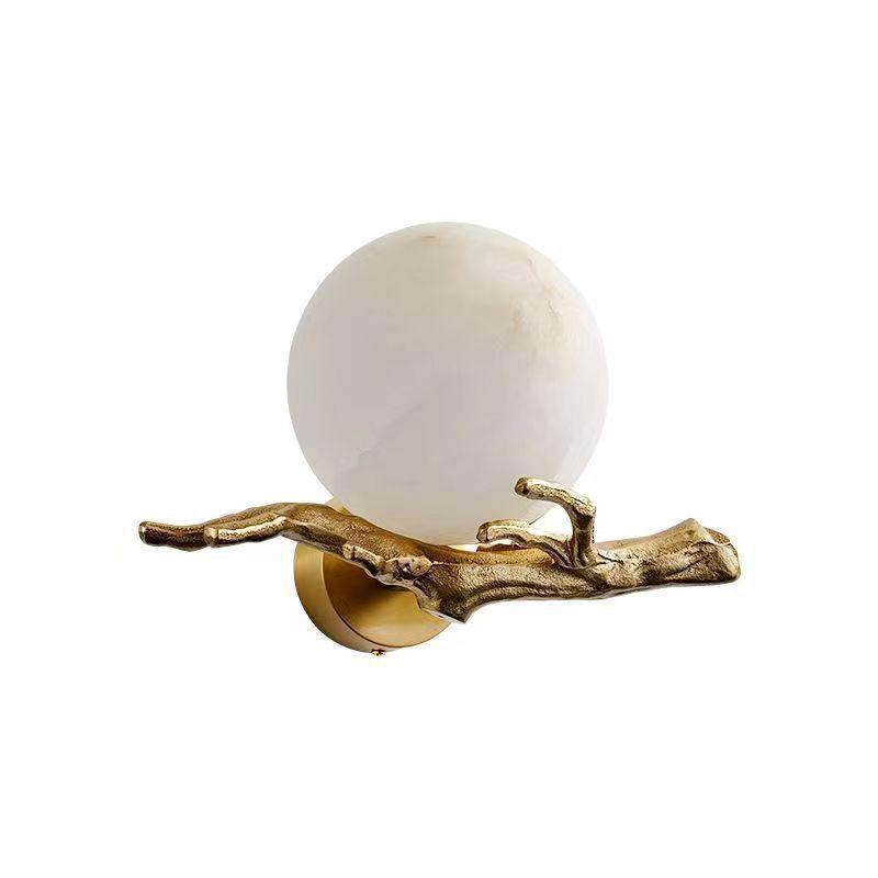 Minimalist Luxury Marble & Copper Wall Lamp for Living Room/Bedroom