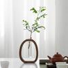 Nussbaumholz Chinesischer Stil Massivholz Blumenvase Schreibtisch Glas Mini Hydroponischer Blumenhalter Luxus-inspiriert Elegant Dekorativ