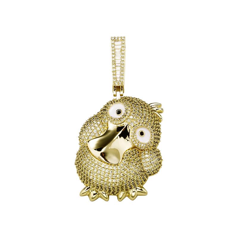 High Quality Animal Accessible Duck Jewelry Pendant with Micro Inlaid Zircon Niche Design Simple Hip-hop Necklace fashion