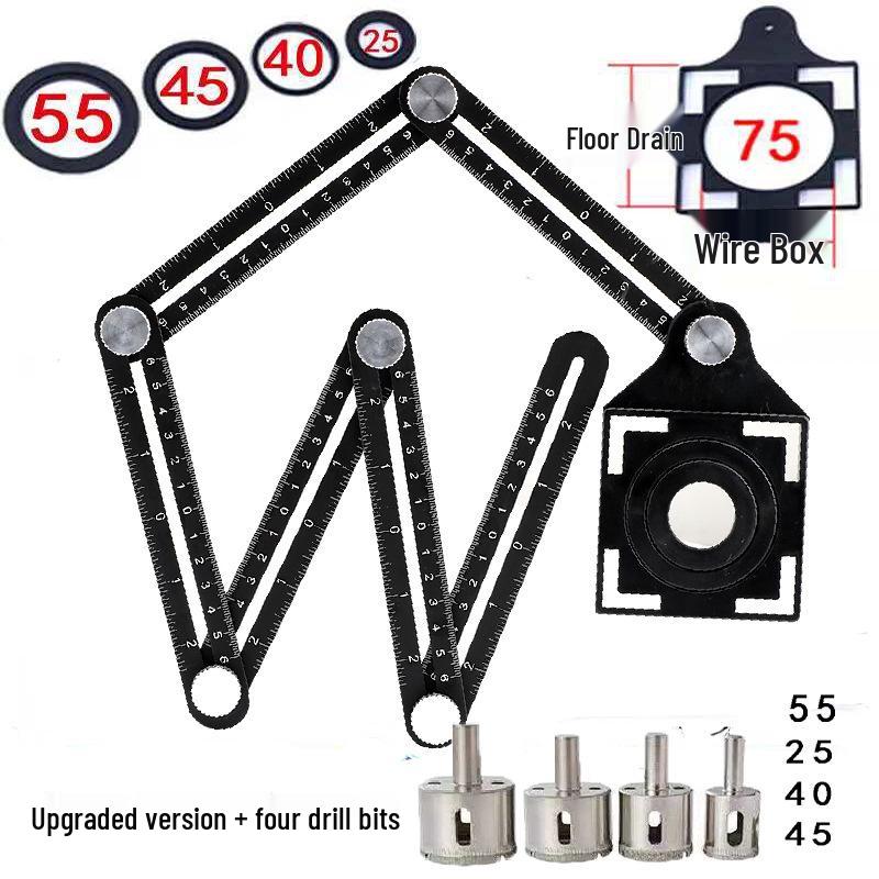 Adjustable Multifunctional Tile Hole Punch and Positioning Ruler
