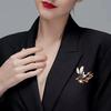 Vintage Style Crane and Plum Blossom Brooch Pin Elegant Metal Enamel Jewelry Accessory for Clothing Bags and Hats