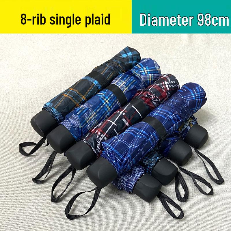 

Extra Large Plaid Reinforced Manual Folding Umbrella - Unisex Household or Business Gift