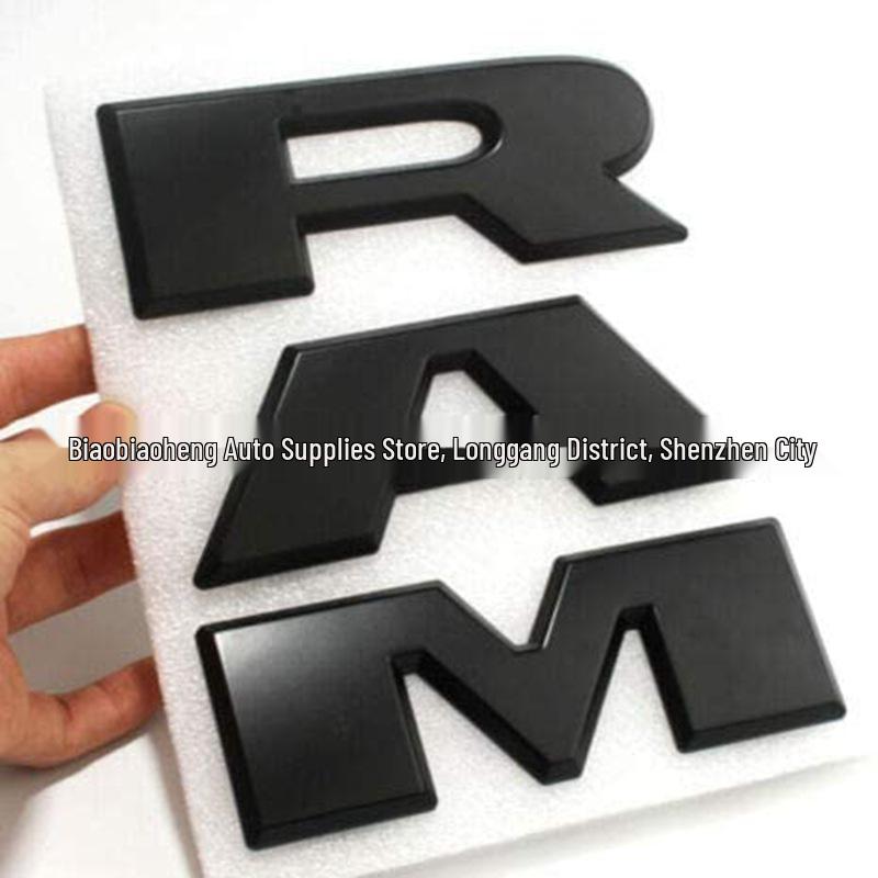 Black RAM Grille Badge for Dodge Ram Pickup: ABS Self-Adhesive Letter Decoration