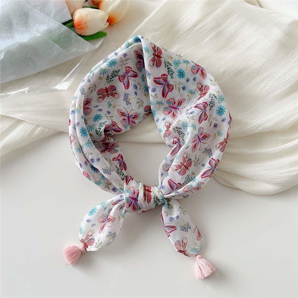 60x60cm Hair Bandana Cotton-Linen Floral Kerchief Head Wrap Neck Neckerchief  Daily Wear Style 17