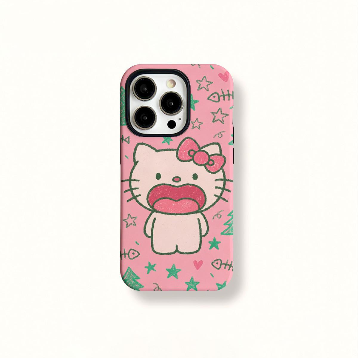 

Big Mouth Kitty Cartoon Case for iPhone 16 Pro/17 Pro Max with Full Lens Coverage Apple X/XS