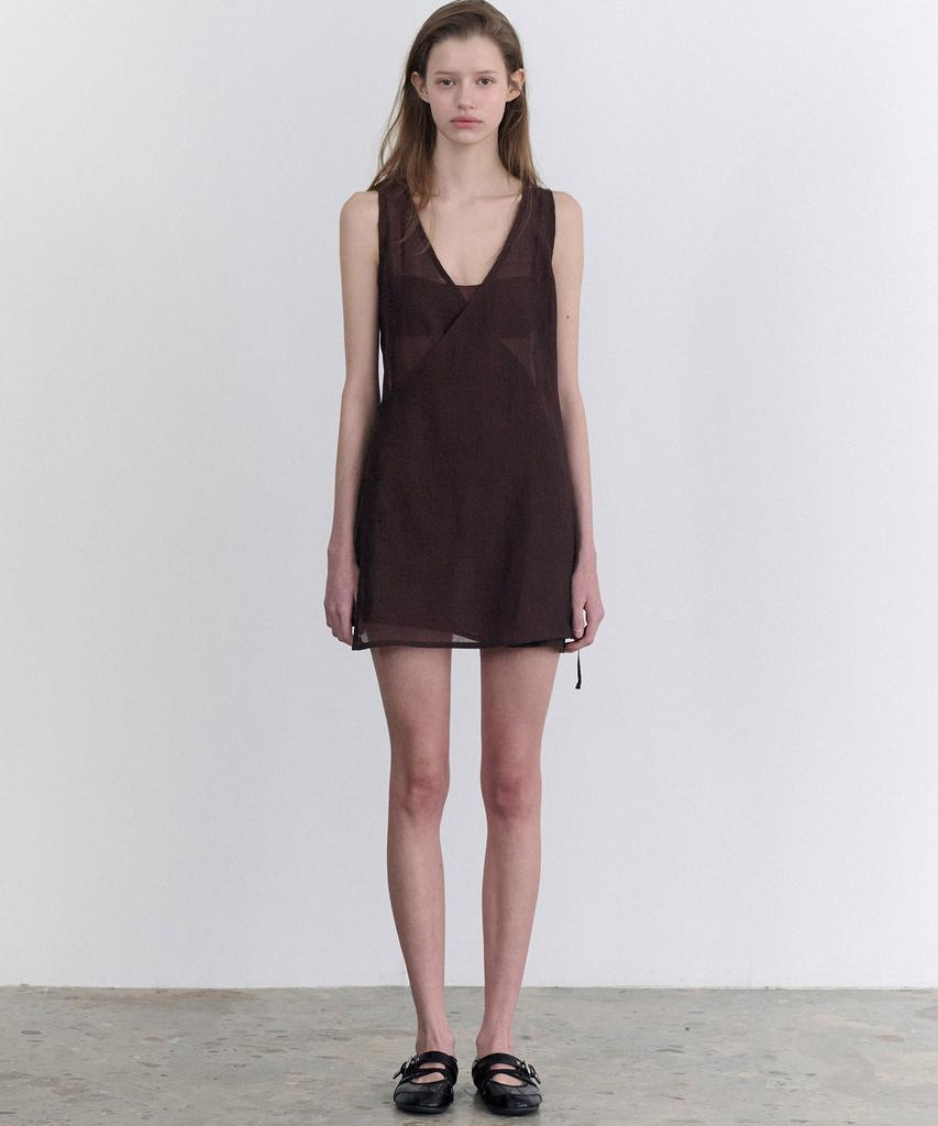 Annies Scarf Layered Dress (Brown)