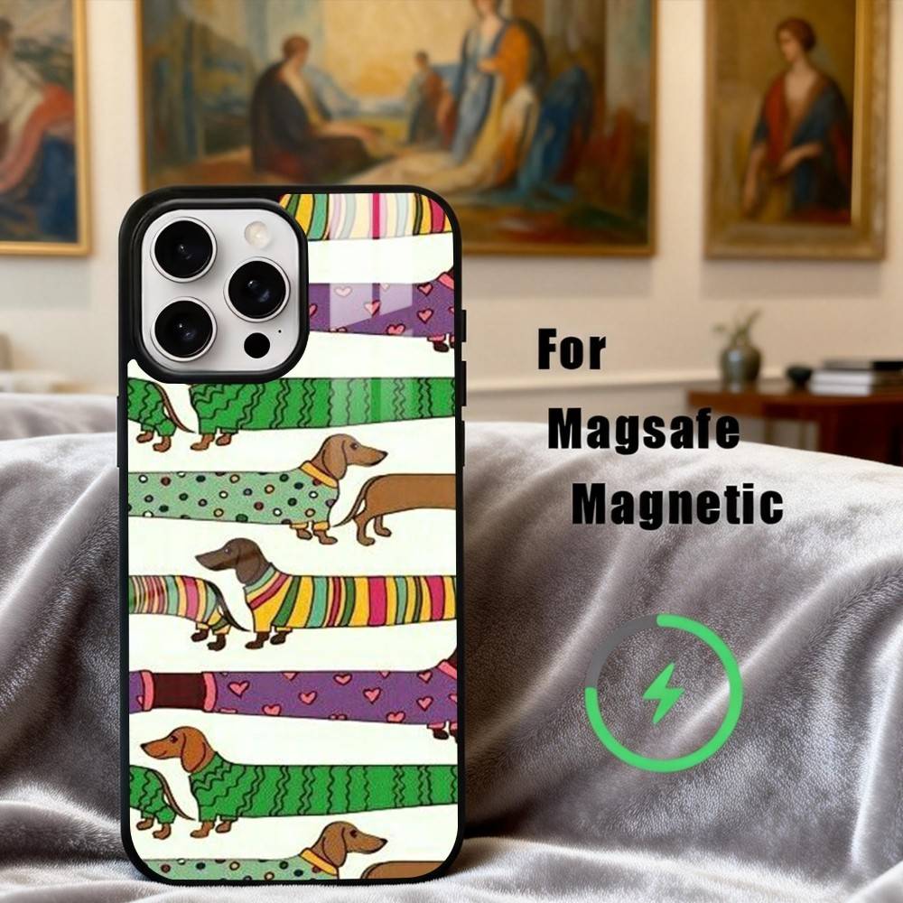 D-Dachshund S-Silhouette ART D-Dog Phone Case For iPhone17,16,15,14,13,12,11 Plus,Pro Max Magnetic For Magsafe Wireless Charging