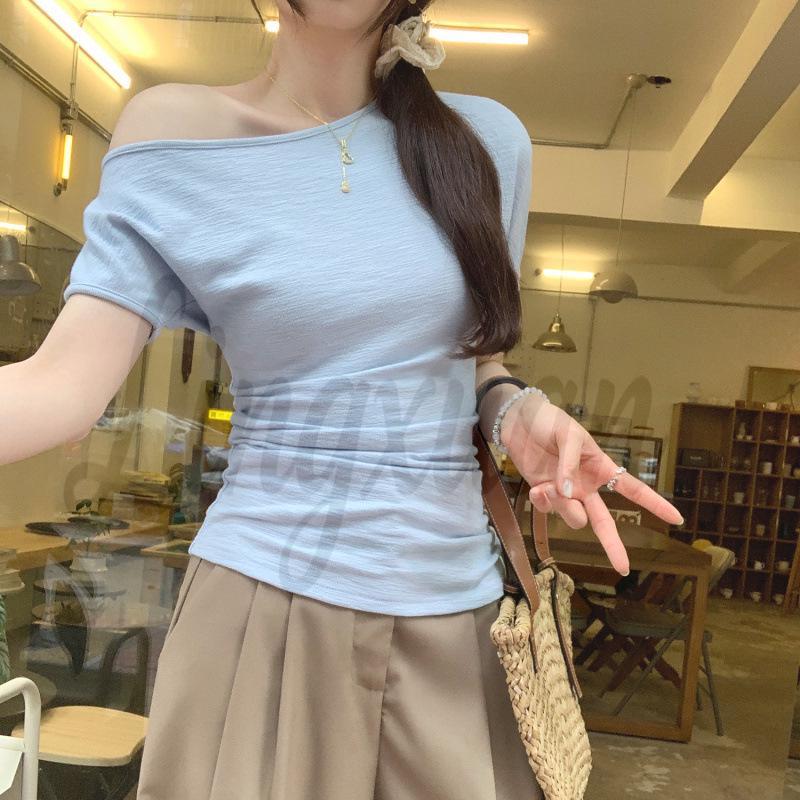 Real Shot Women's Asymmetrical One-Shoulder Top - Summer 2026 Irregular Off-Shoulder Design