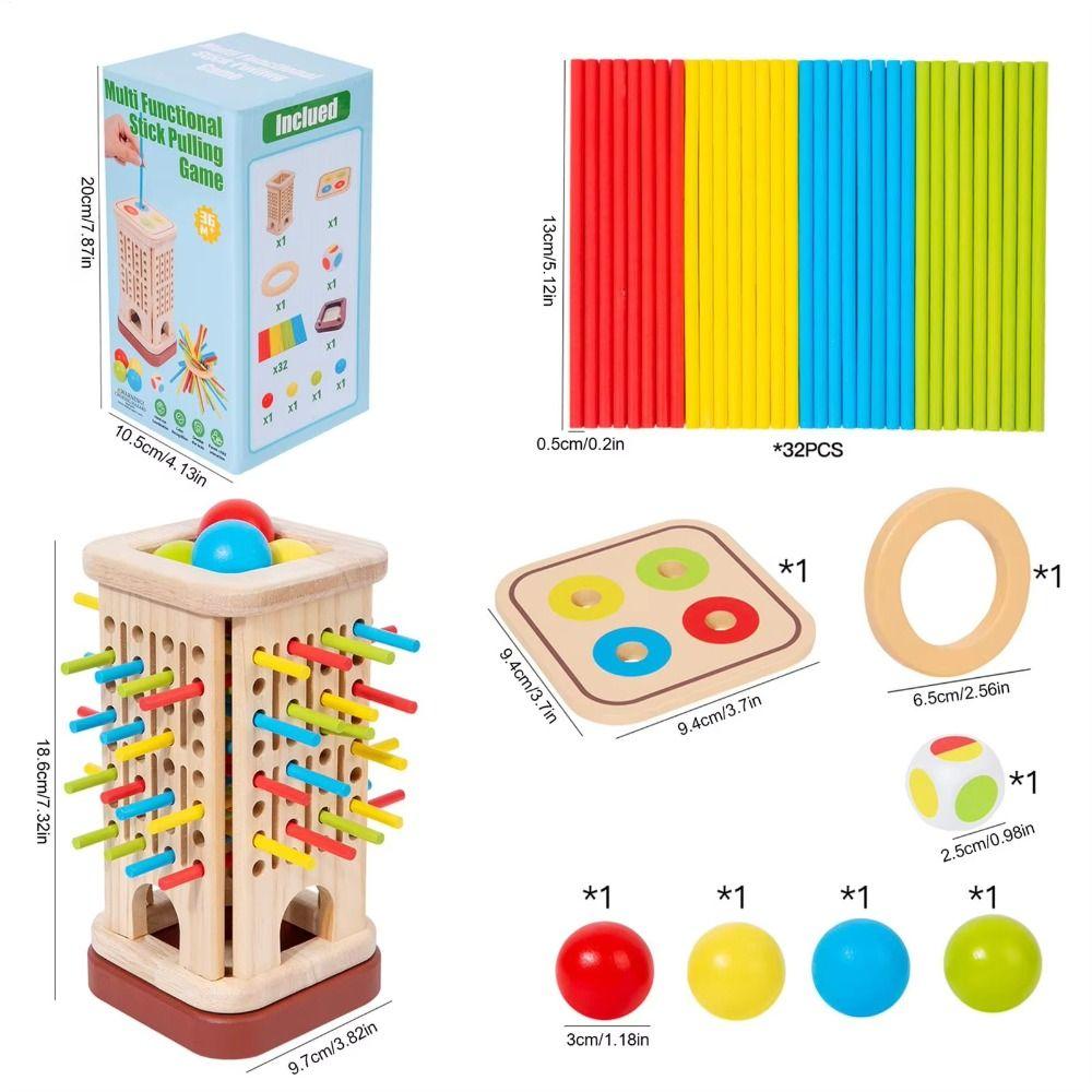 Fun Wooden Stick Board Game Colorful Sticks Wooden Stick Tower Toy Set  Boys/Girls