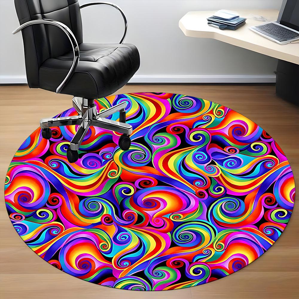 1pc Psychedelic Swirls Chair Carpet for Office, Soft Flannel Throw Mat, Perfect for Office,Holiday Party Decoration Choice Yy251113108