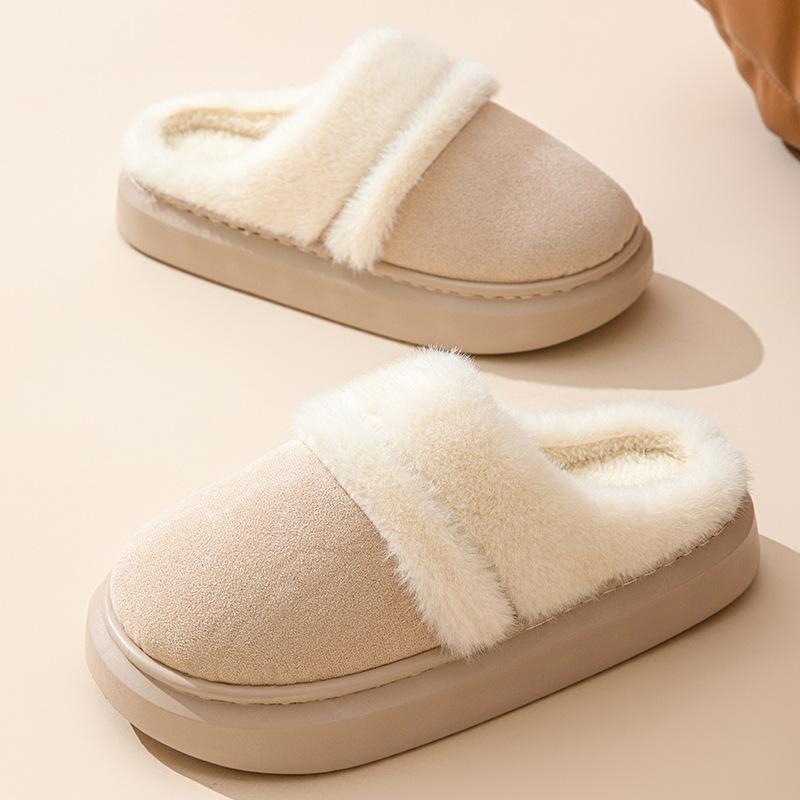 Cotton slippers autumn and winter 2025 new home indoor thick bottom plush couple household cotton drag winter