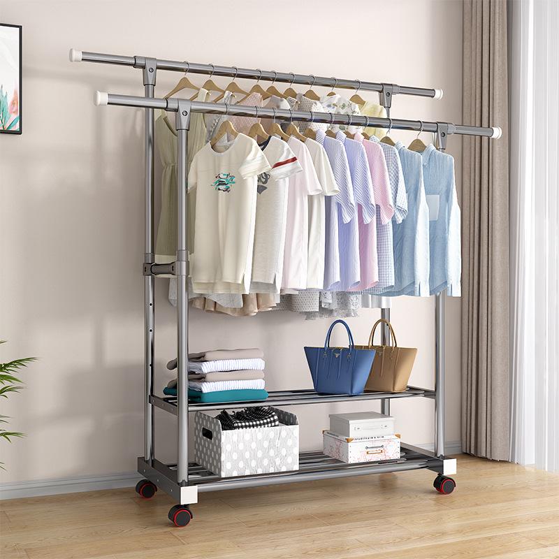 Cream Style Movable Indoor Clothes Drying Rack and Hanger