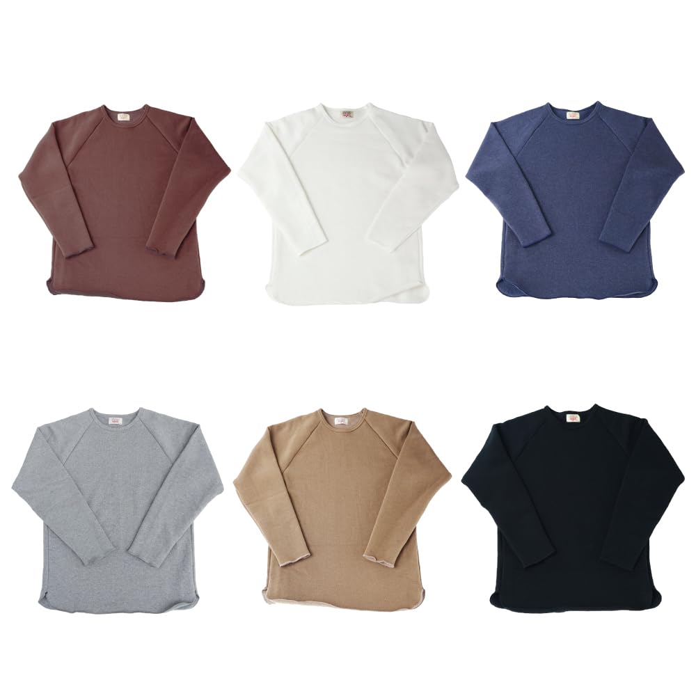 Raglan T L White Sweatshirt for Women and Long Cold Weather Cold Cut and Made in Unisex [Mochihada] L/S Men, Plain, Sleeve, Loungewear, Wear, Weather,