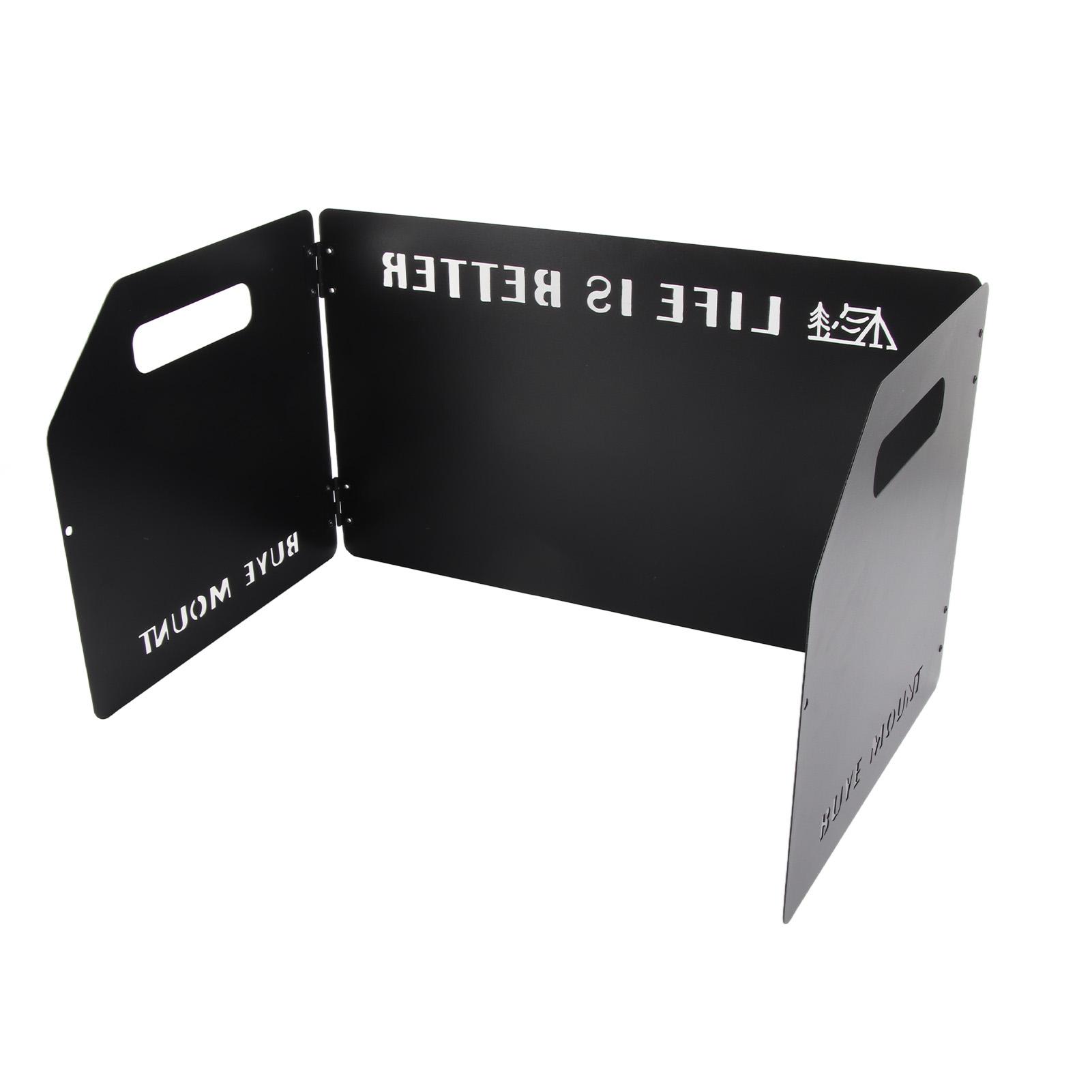 Ветрозащитный экран для кемпинговой печи, складной, переносной, металлический, ветрозащитный экран для печи, ветрозащитный экран, сложенный втрое чёрный