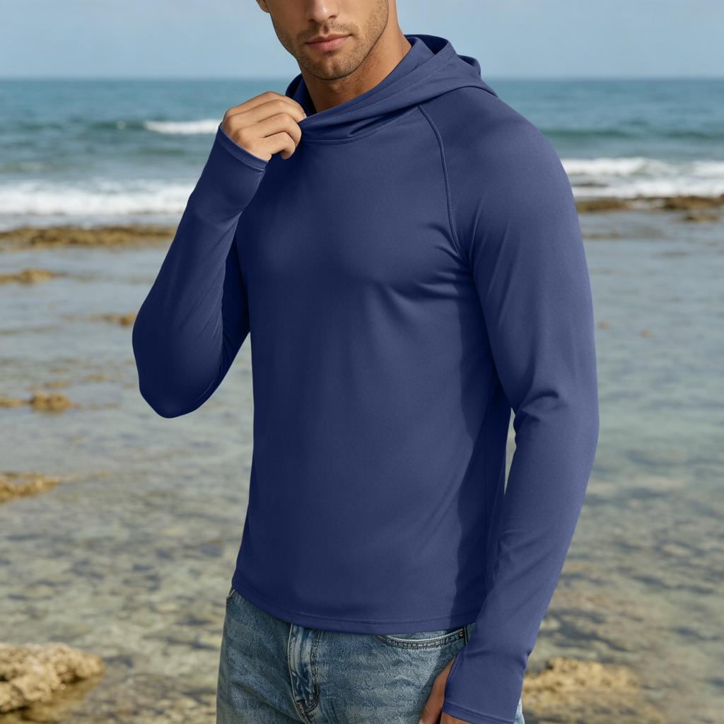 Herren UPF50 Plus Sonnenschutz Hoodie Schnelltrocknend Langarm Leichter Pullover für Outdoor-Aktivitäten Sport Reisen