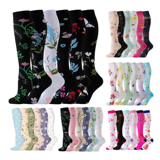 6 Pairs Sport Socks Soft Breathable Non-Slip Compression Socks Functional Support Calf Stockings Exercise Yoga Daily Wear