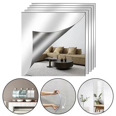 5 buc. Oglindă moale din acril, foi flexibile, adeziv, auto-decor decorativ din plastic, atașat la perete oglindă moale pentru casă