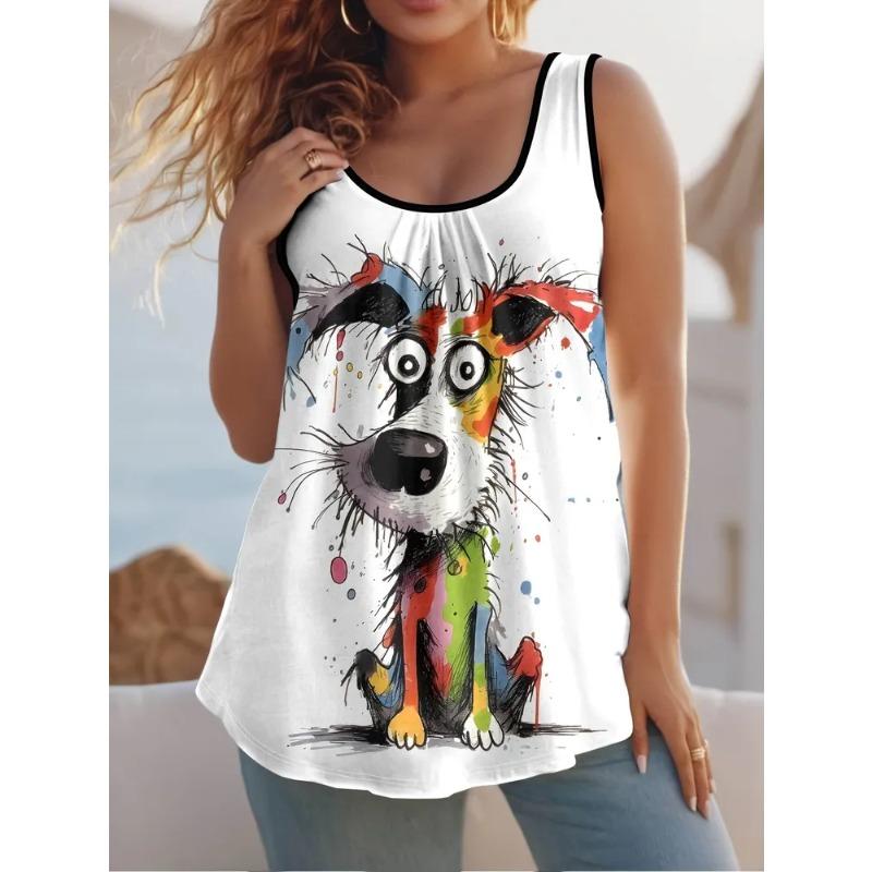 Women's Sleeveless Vest Colorful Pattern Printing Leisure Fashionable Versatile Summer Oversized Vest
