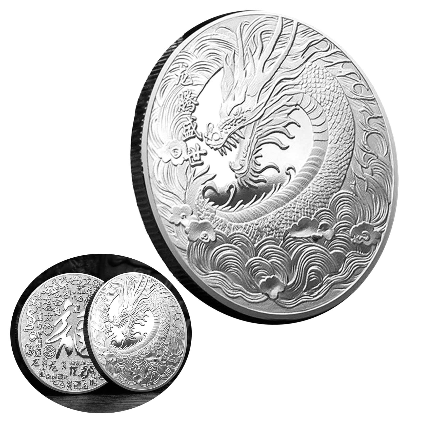 

2024 Рік Дракона Китайські Монети Монета з Позолотою Дракона Колекційна Новорічний Китайський Талісман Сувенір 7 срібний