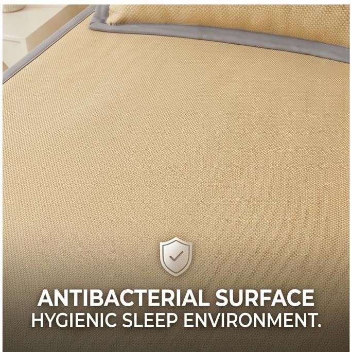 Machine Washable 3-Piece Ice Silk Cooling Mat Set with 2 Pillowcases, Breathable Summer Bed Sheet for Home Dorm, Soft Fitted Sheet