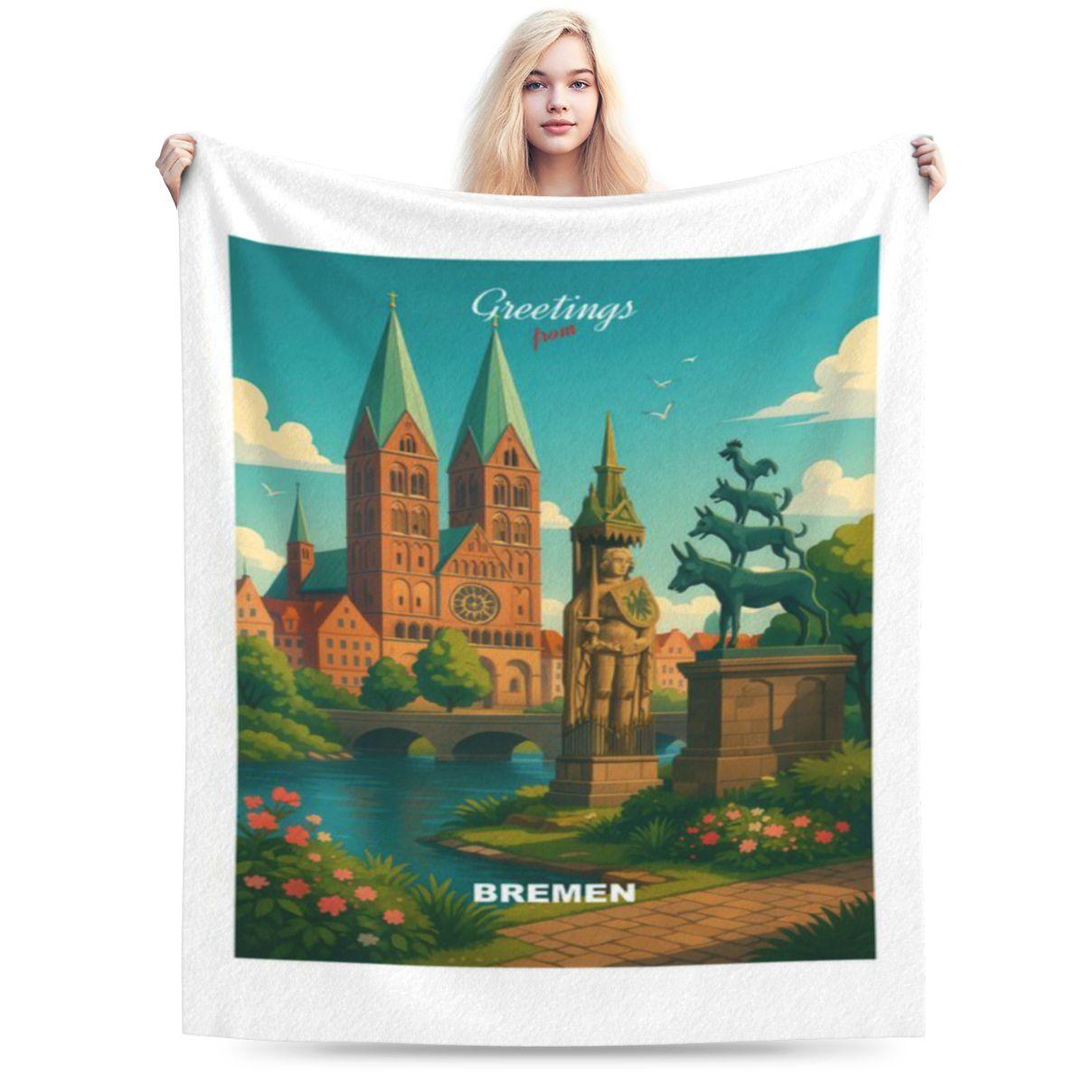 

Greetings From BREMEN Germany Modern Colorful City View Personalized Soft Gift An UltraSoft Micro Fleece Blanket 75x100cm 30x40in