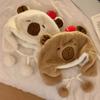 Warm Animals Ears Beanie Hats Cartoon Plush Cap Soft Cute Capybara Hat  Outdoor