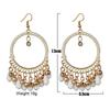 Bohemian Round Water Drop Tassel Earrings Jewelry Ethnic Style Hand Woven Hollow Geometric Statement Earrings for Women Girls