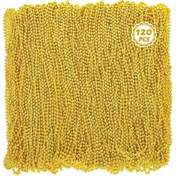Bead Necklace, 120PCS Mardi Gras Beads, 33" Colorful Mardi Gras Beads Necklaces, Women Men Party Costume Accessories Parade Throws Bulk Party Favors