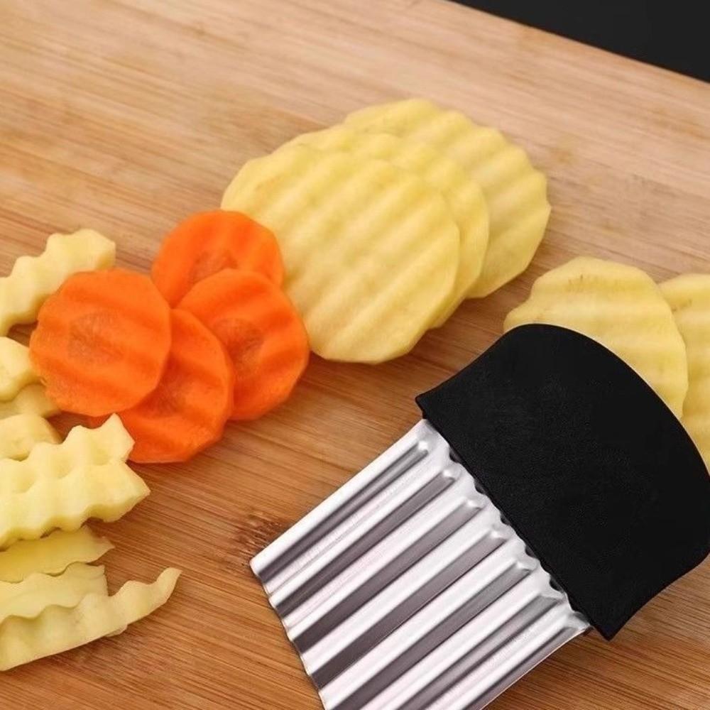 Stainless Steel Potato Chip Slicer Thickened Crinkle Cutter Kitchen Gadget Wavy Chopper Kitchen