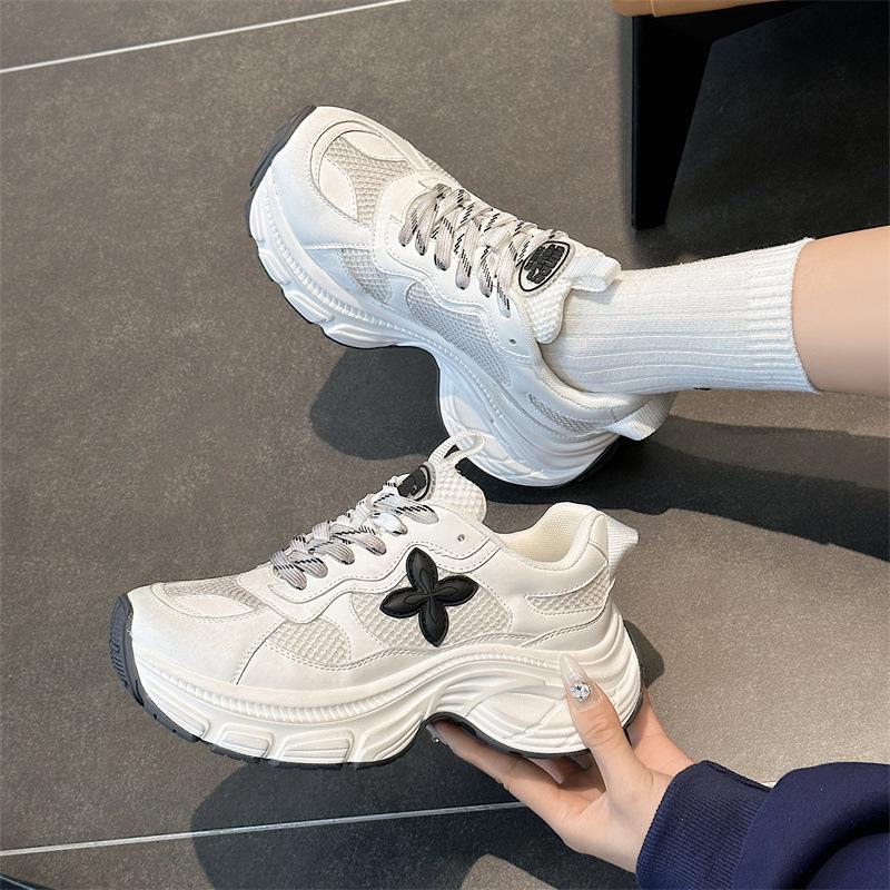 Dad shoes women's platform white shoes increase height small sports mesh breathable