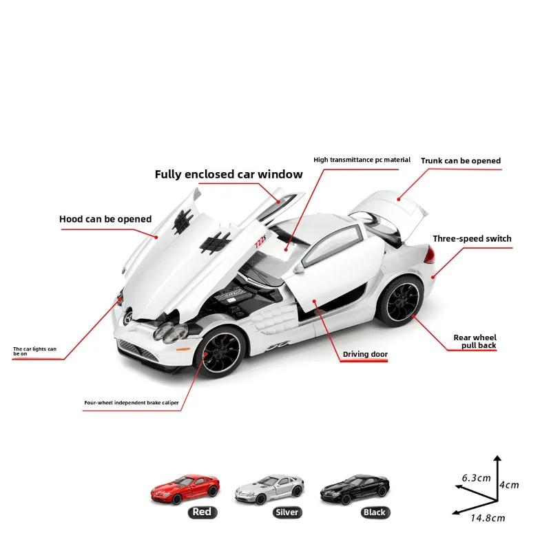 Simulation 1/32 Benz SLR McLaren 722S Linkage Sports Car Alloy Toy Car Model Sound and Light Pull Back Diecast Toy Vehicle Gift