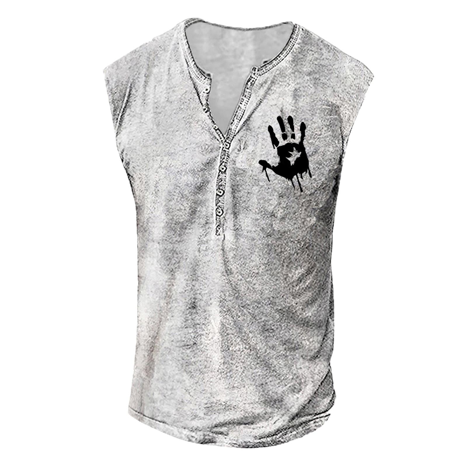

Men Sleeveless Henley Shirt Tank Top Button Front Casual Muscle Fit Summer Style Soft Fabric Breathable Design XXXXL білий