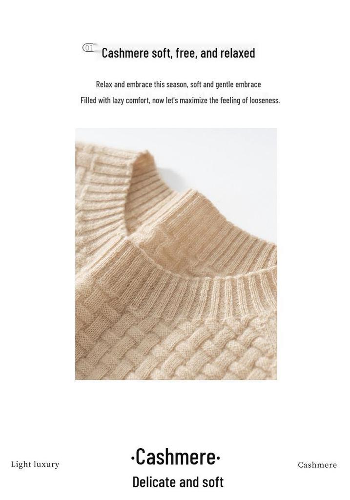 Women's Pure Cashmere Round Neck Ribbed Sweater - Early Autumn/Winter Collection