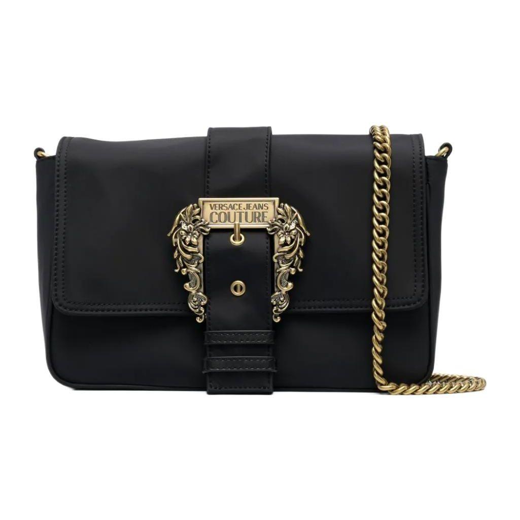 

Versace Jeans Couture Gold Hardware Chain Shoulder Strap Nylon Polyurethane Crossbody Bag Women Bags Black 72VA4BFZZS067899 Basic Set (Bag+Dust Bag)