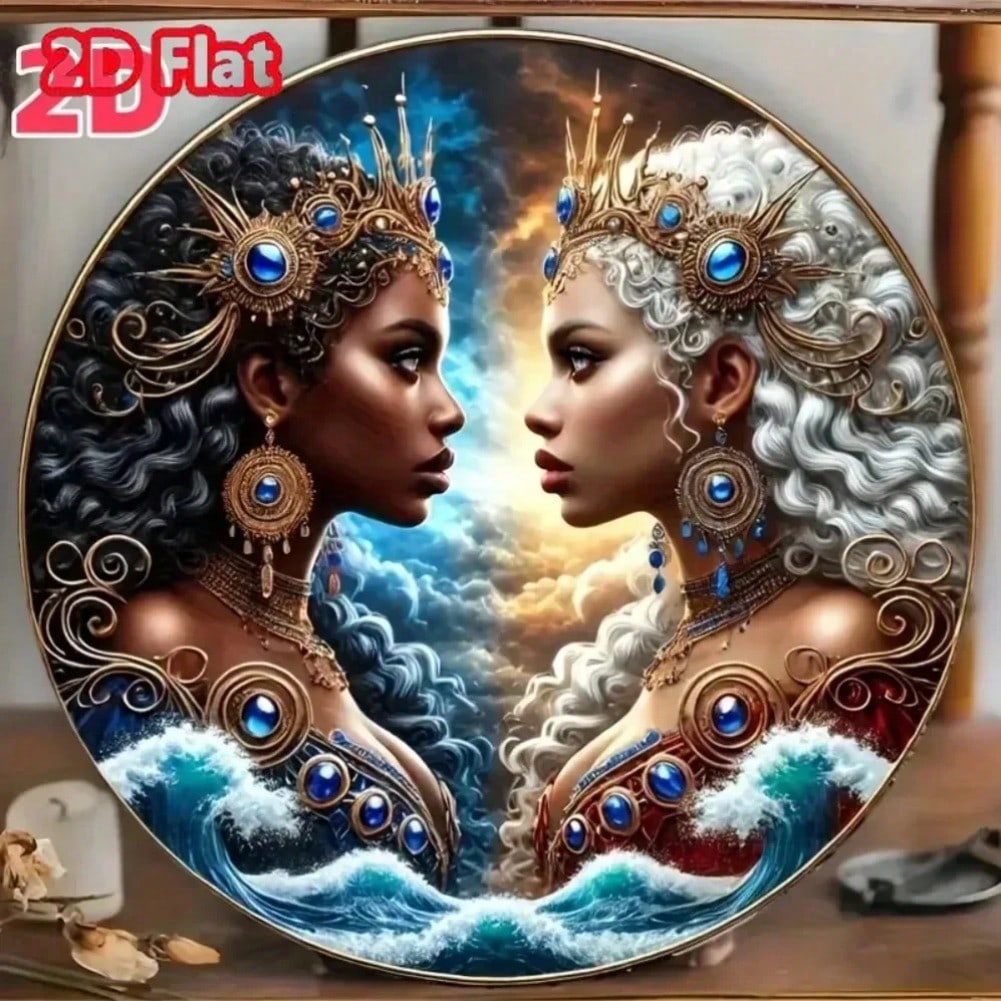 Винтажное жестяное настенное искусство Ретро Круглая Африканская Богиня Йемайя Ошун Декор 20x20 разноцветный