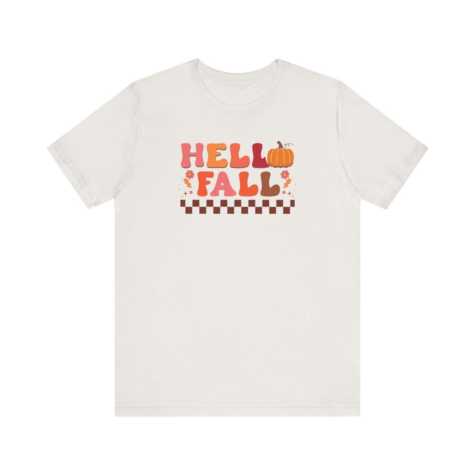 Hello Fall T-Shirt | Retro Pumpkin Season Tee 3XL