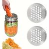 Multi-Use 2pcs Stainless Steel Mason Jar Grater Lids - Shredder for Vegetables, Potatoes, Carrots & Cheese Spices