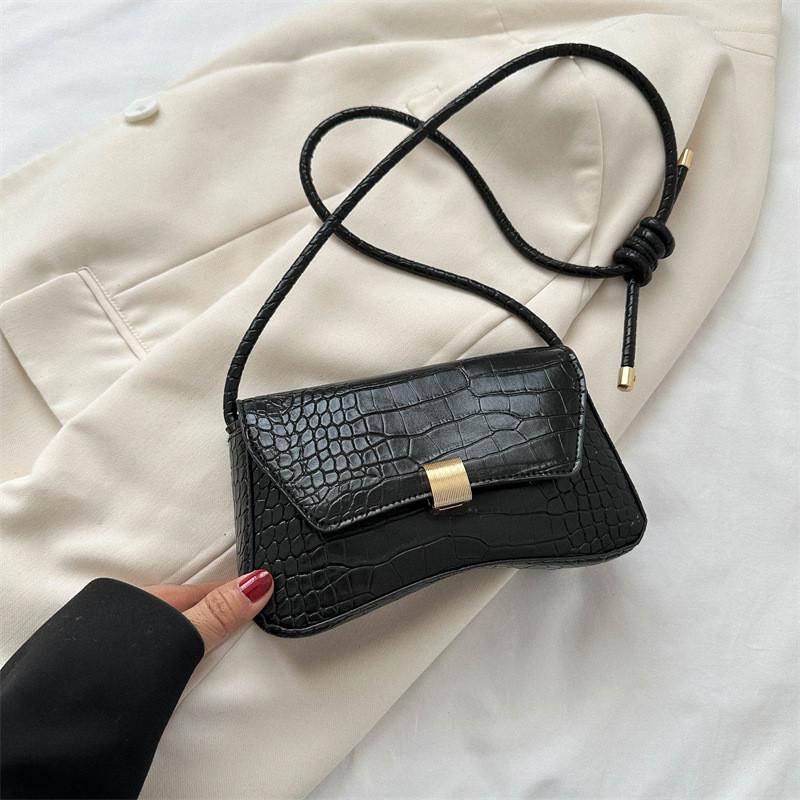 Fashionable Small Square Shoulder Bag In Black White Brown Casual Pu Crossbody Style